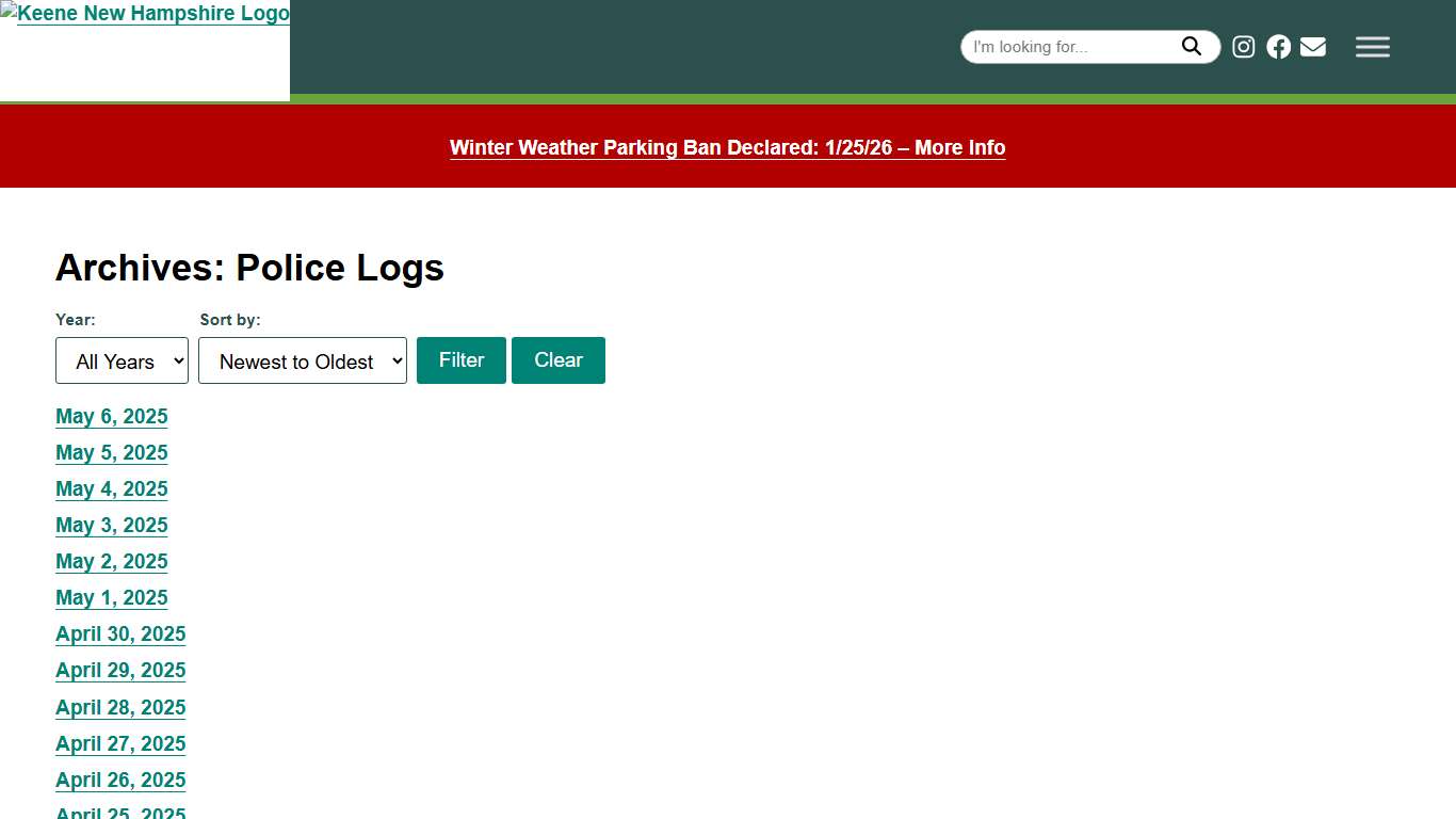 Police Logs Archive - Page 14 of 37 - City of Keene