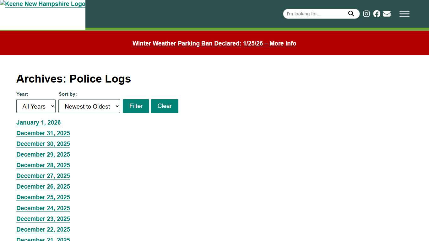 Police Logs Archive - Page 2 of 37 - City of Keene